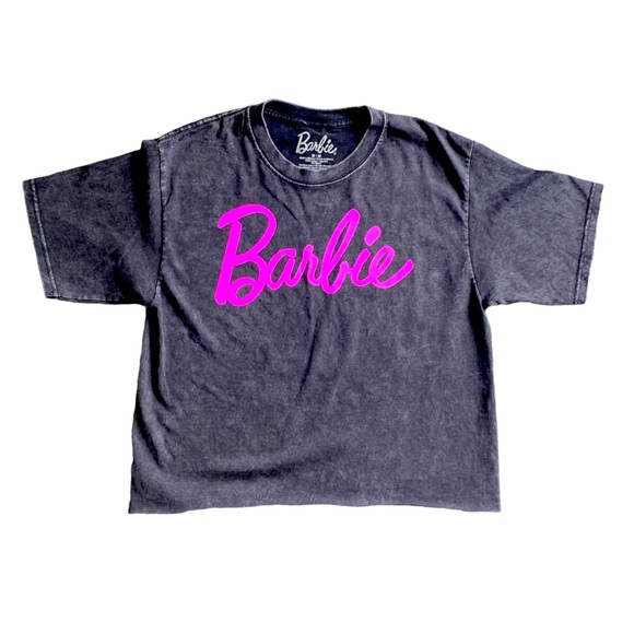 Barbie Tops - NWOT Barbie graphic tees crop top with cut hems size Medium